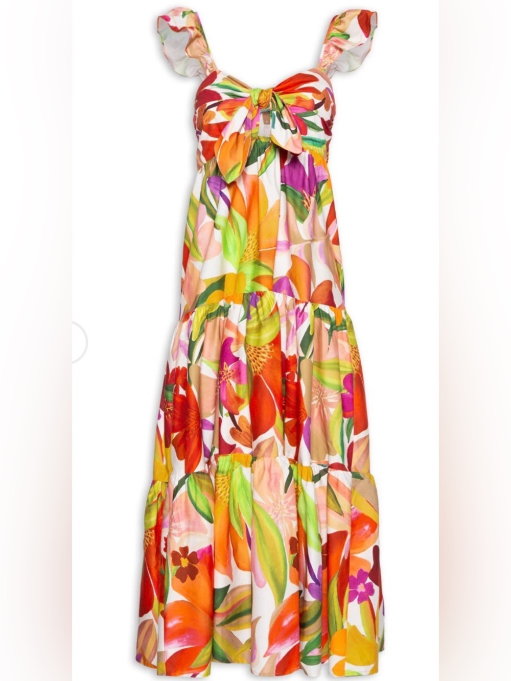 FARM Rio Multicolor Floral Tie-Front Tiered Maxi Dress - Picture 4 of 5